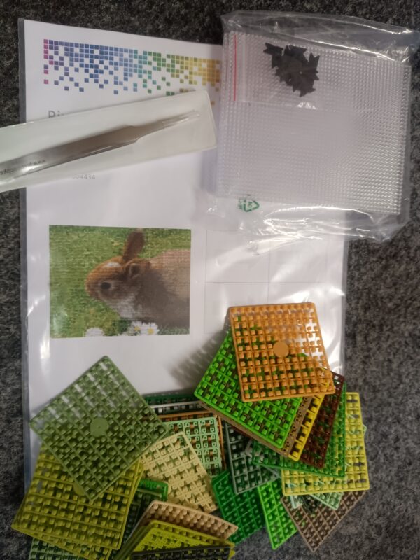 pixel hobby set konijn in het gras 4 basisplaten groot
