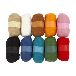 carded wool assorti wol voor naaldvilten/droogvilten 10 x 25 gram